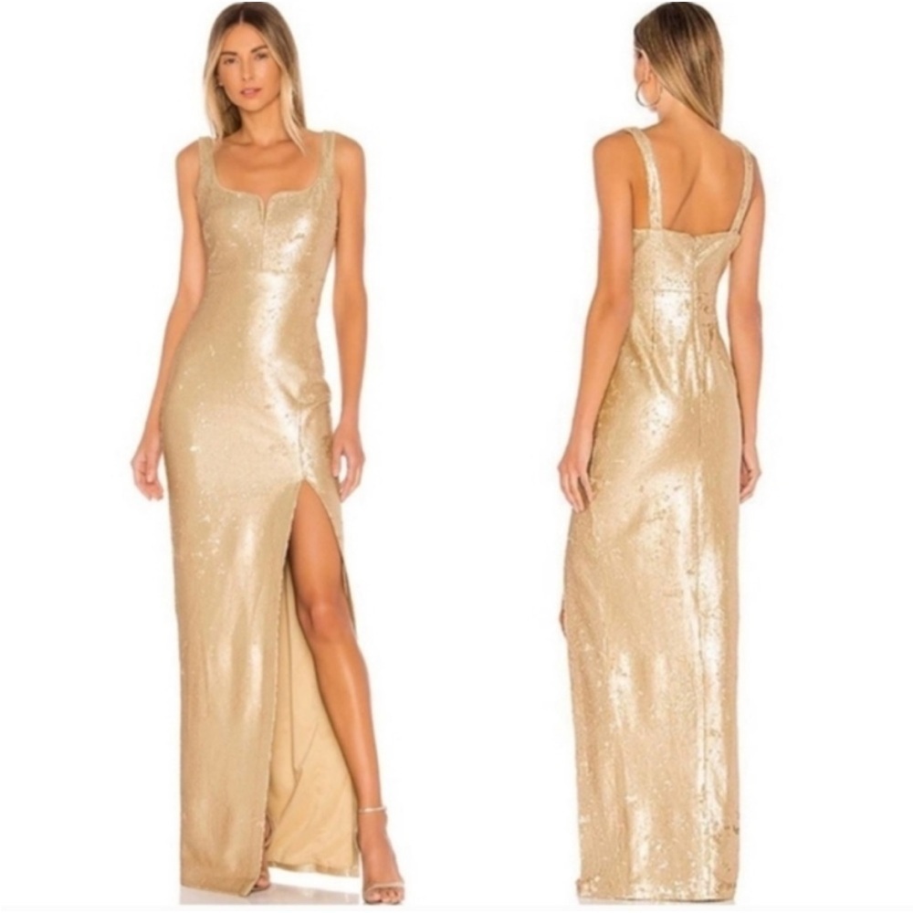 LIKELY Mineo Sequin Dress in Gold NWT Size 8